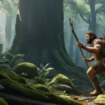 체육의 역사 - **Primitive Survival: The Hunter's Journey**
    A dynamic, realistic image capturing an early human...