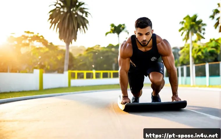 피지컬 훈련 - Photorealistic athletic training scene in a modern Brazilian outdoor fitness park at sunrise, a dete...